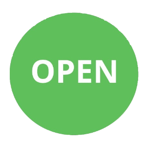 Green circle with the words 'Open'