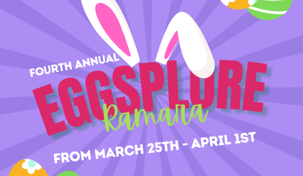 Picture of bunny ears that says Fourth Annual Eggsplore Ramara
