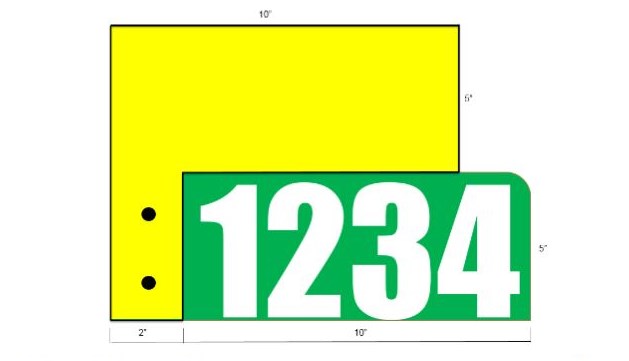 Green number with Yellow sign