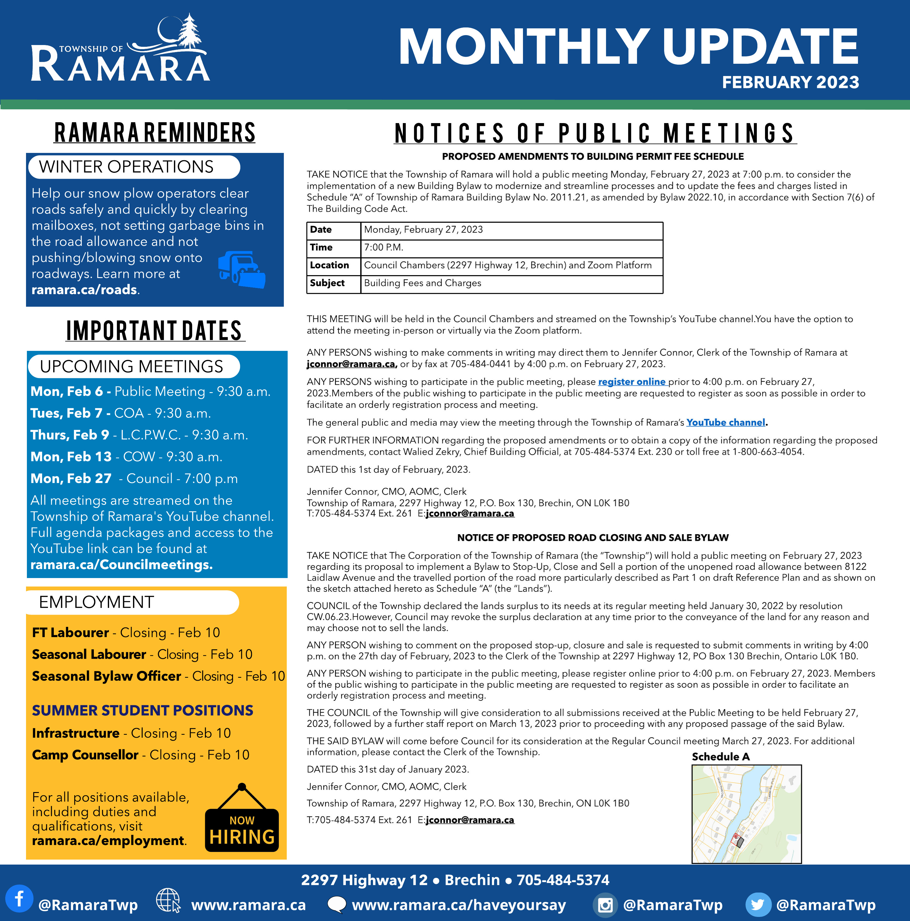 February edition of the Ramara Bulletin that lists all the news and important updates for Ramara Township. 