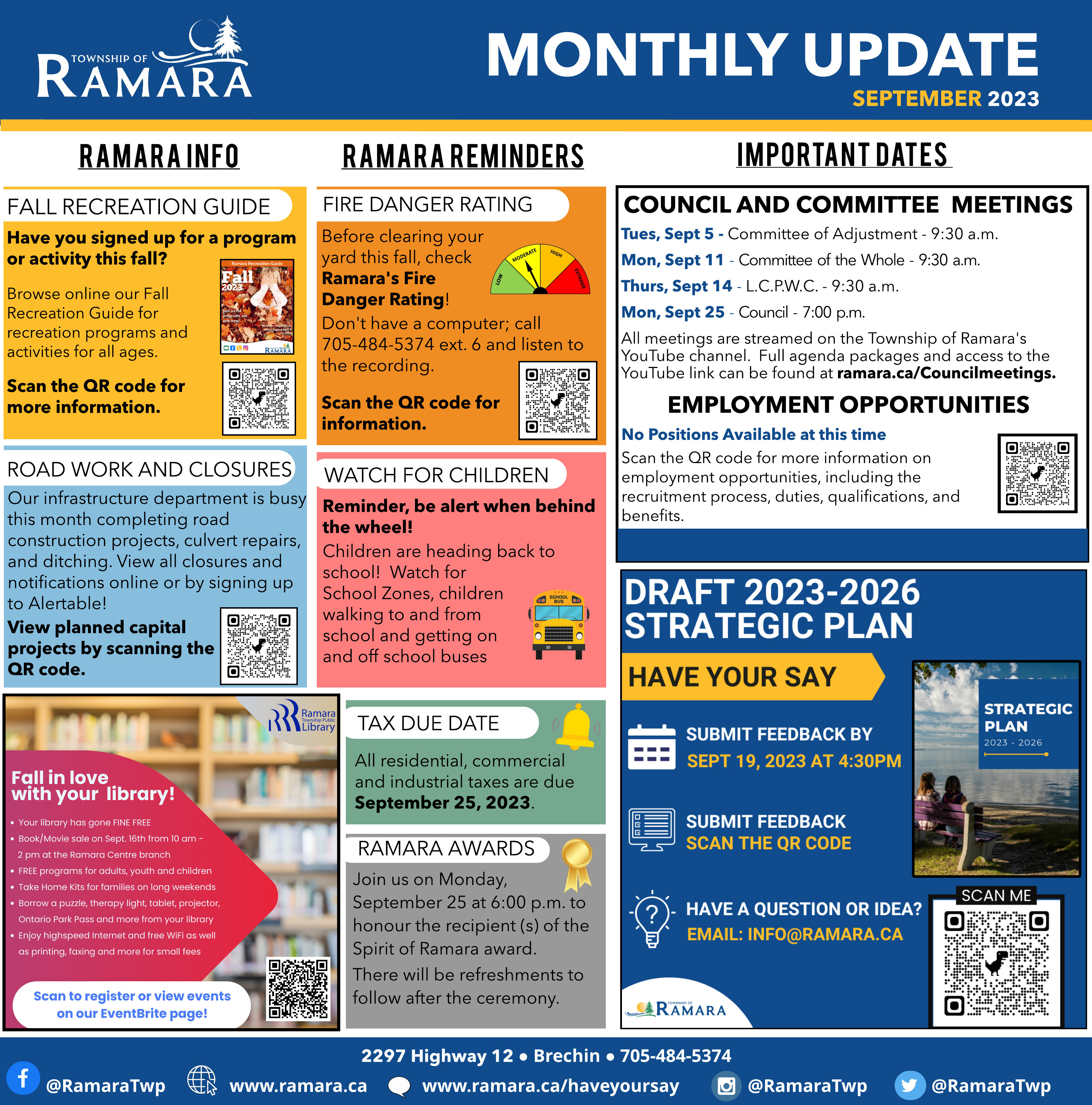 September edition of the Ramara Bulletin that lists all the news and important updates for Ramara Township. 