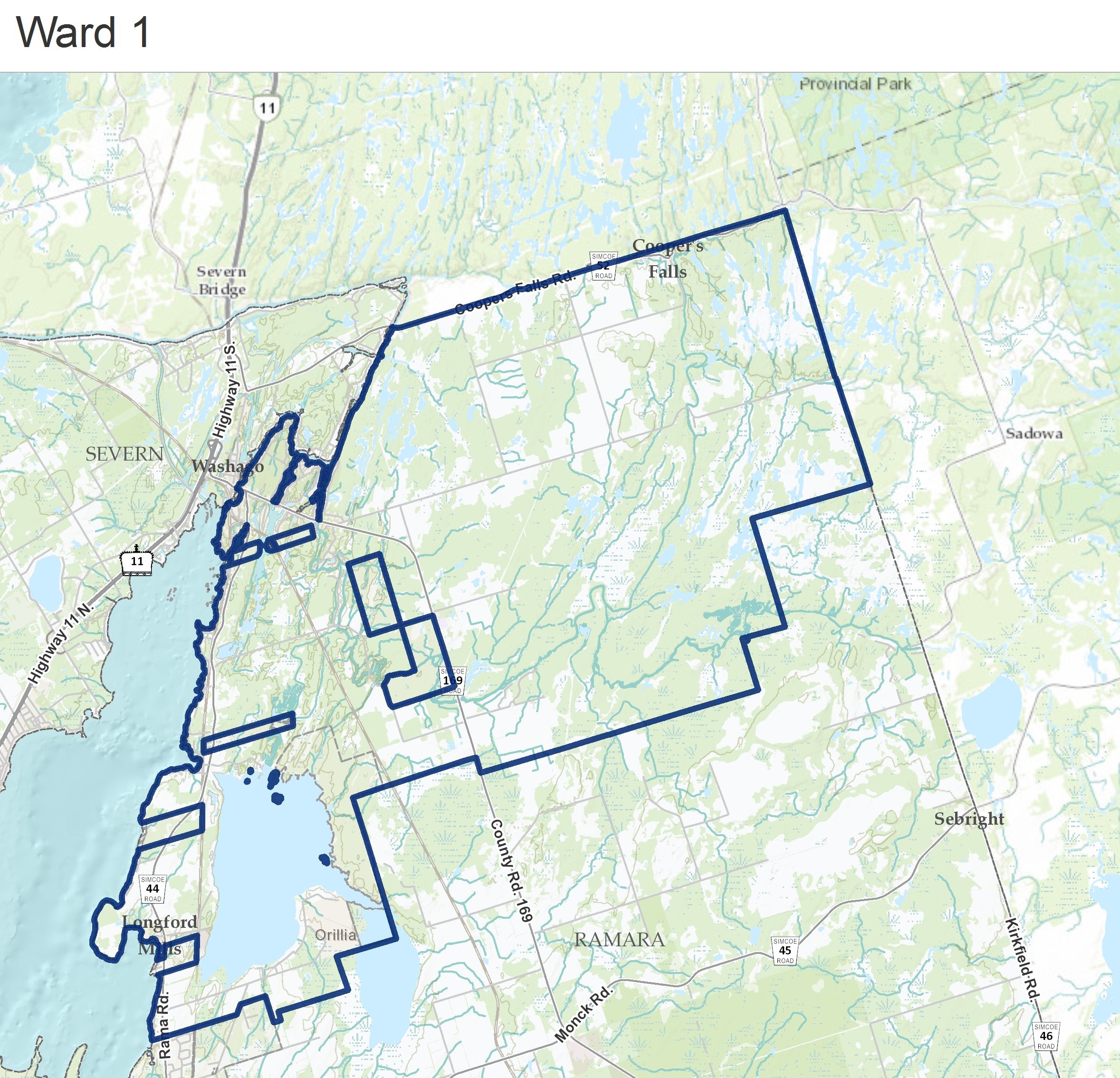 Map showing the area of Ward 1