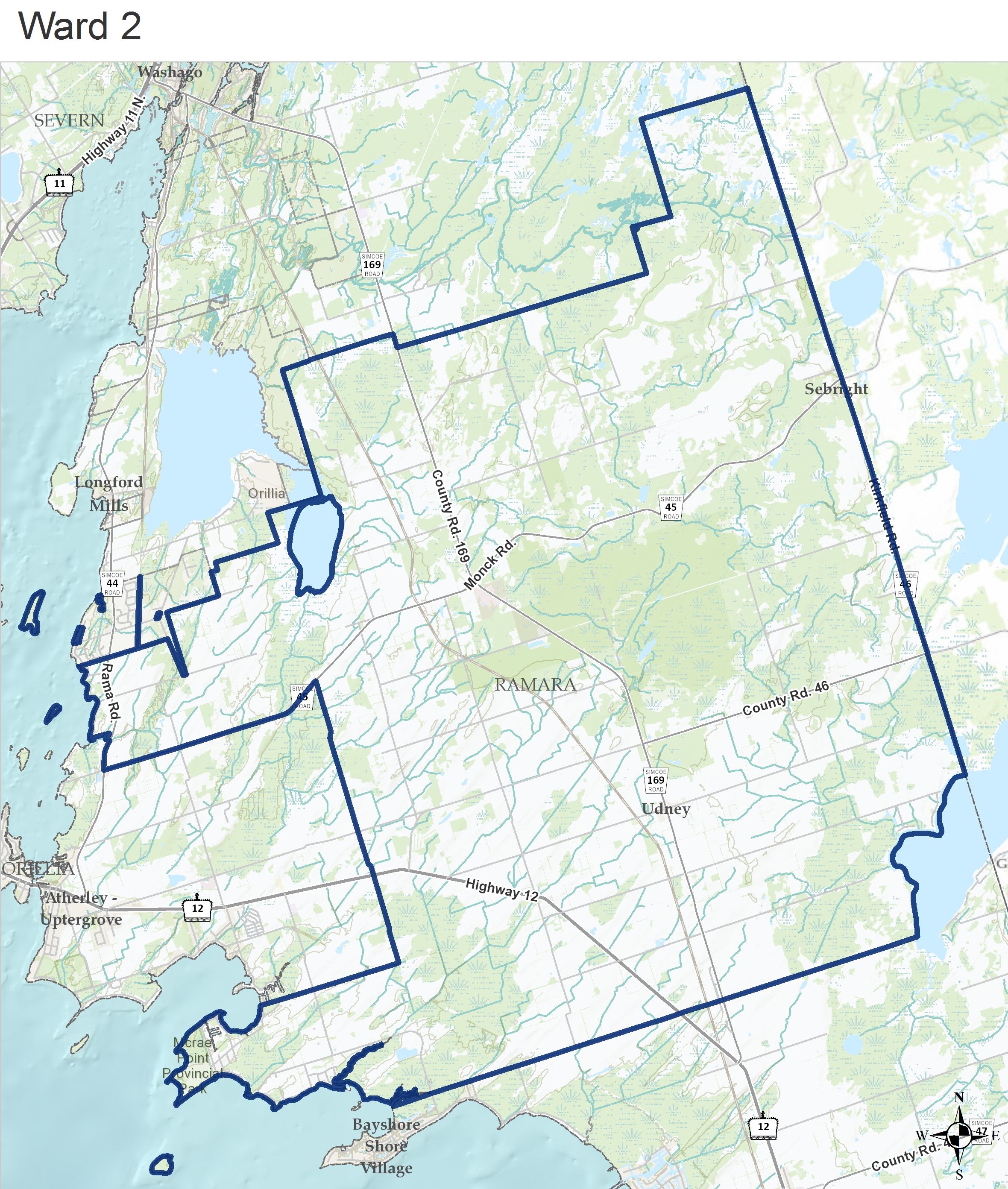 Map showing the area of Ward 2