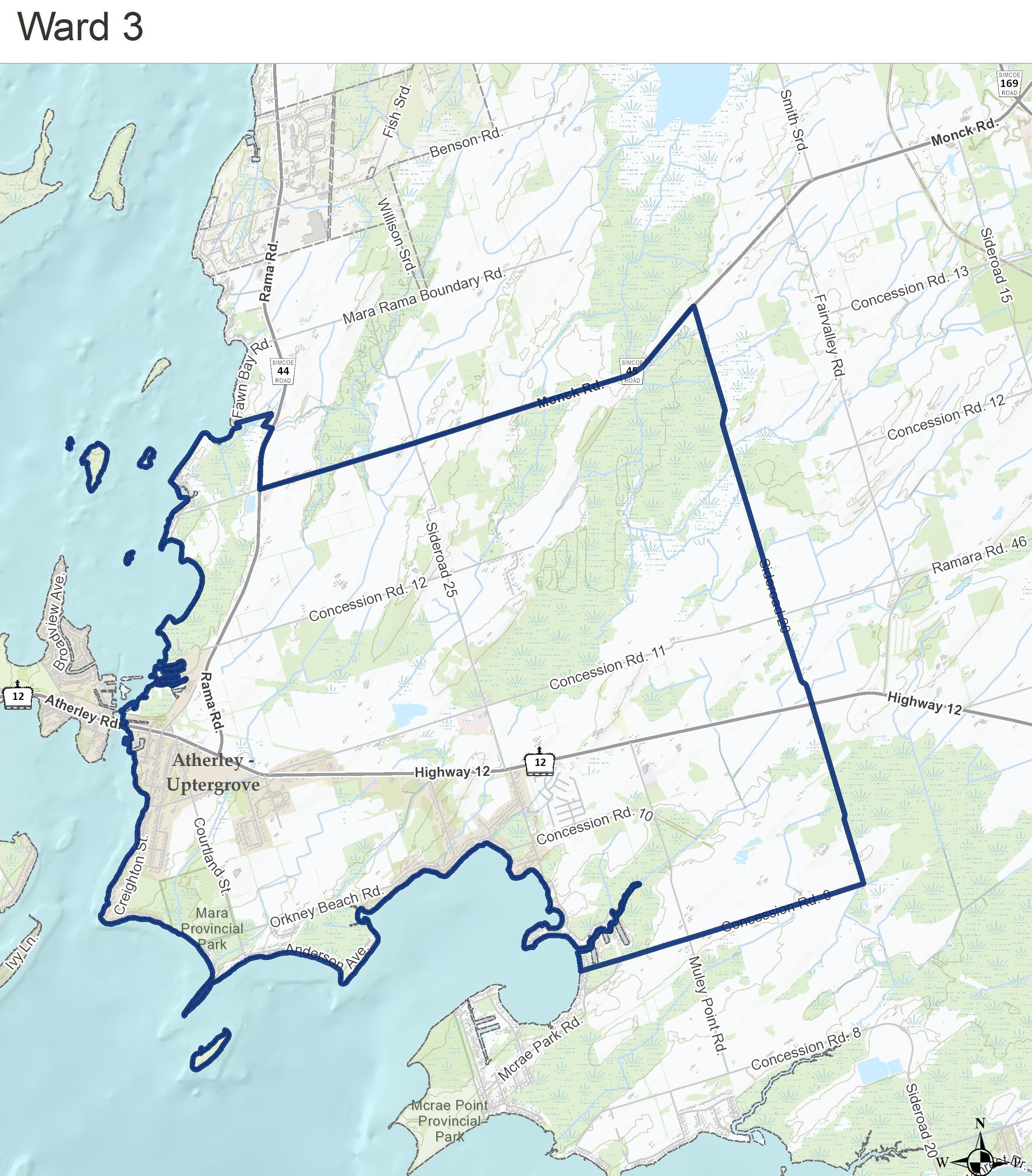 Map showing the area of Ward 3