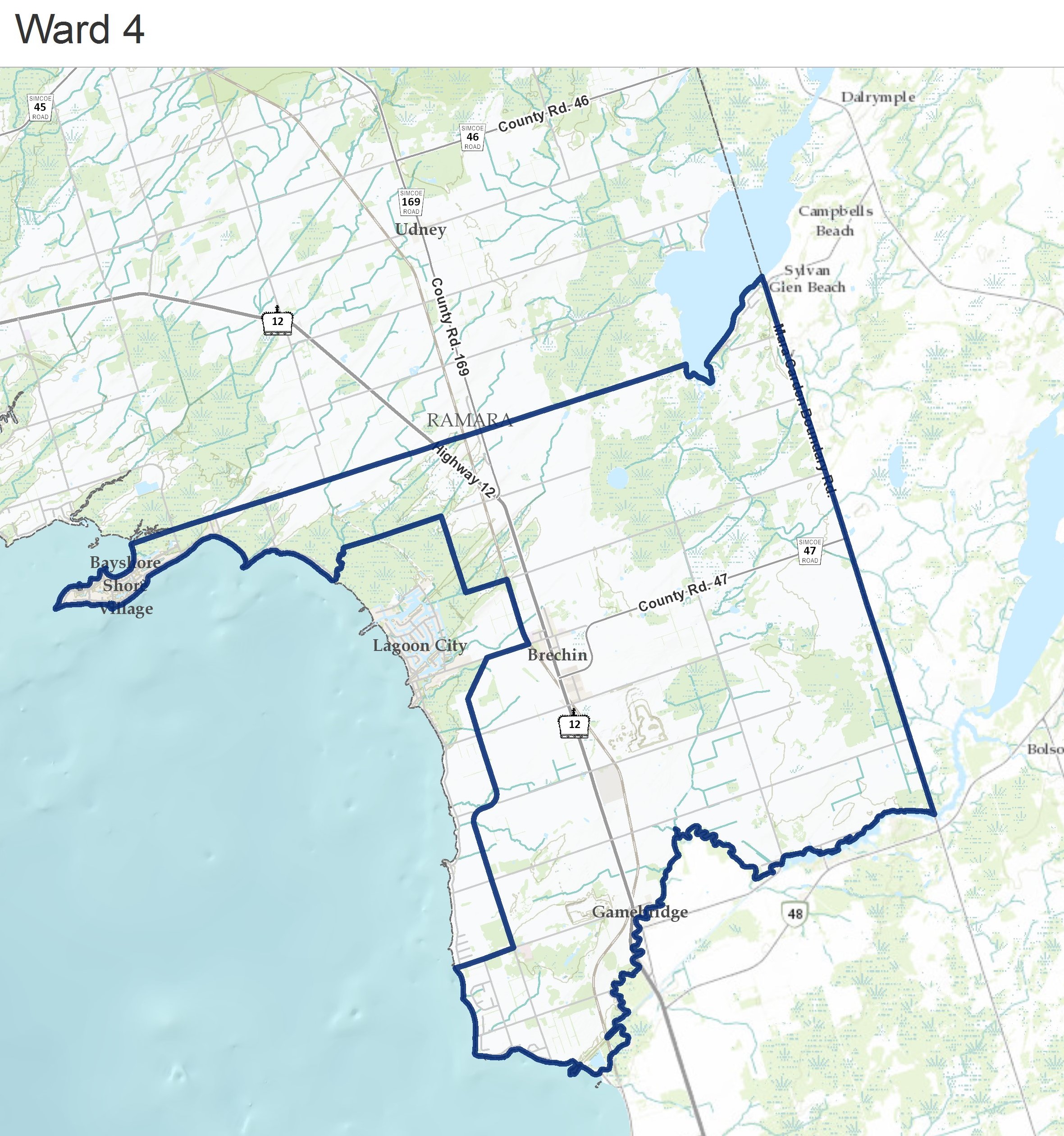 Map showing the area of Ward 4