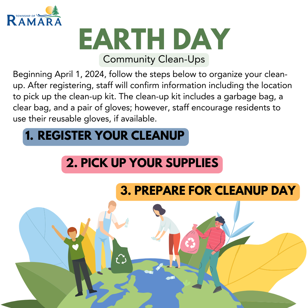 Earth Day Community Clean up infographic.