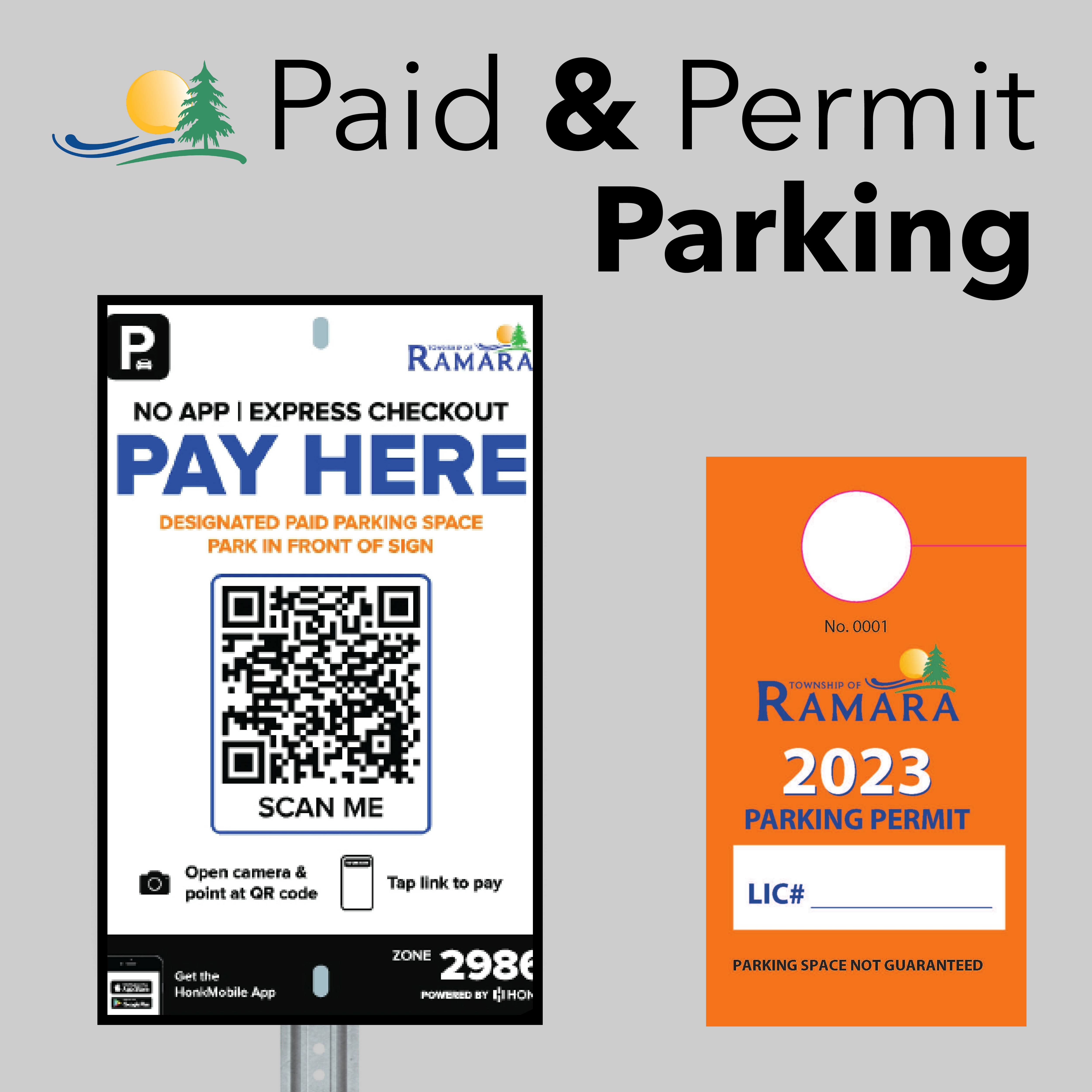 Paid and Parking sign