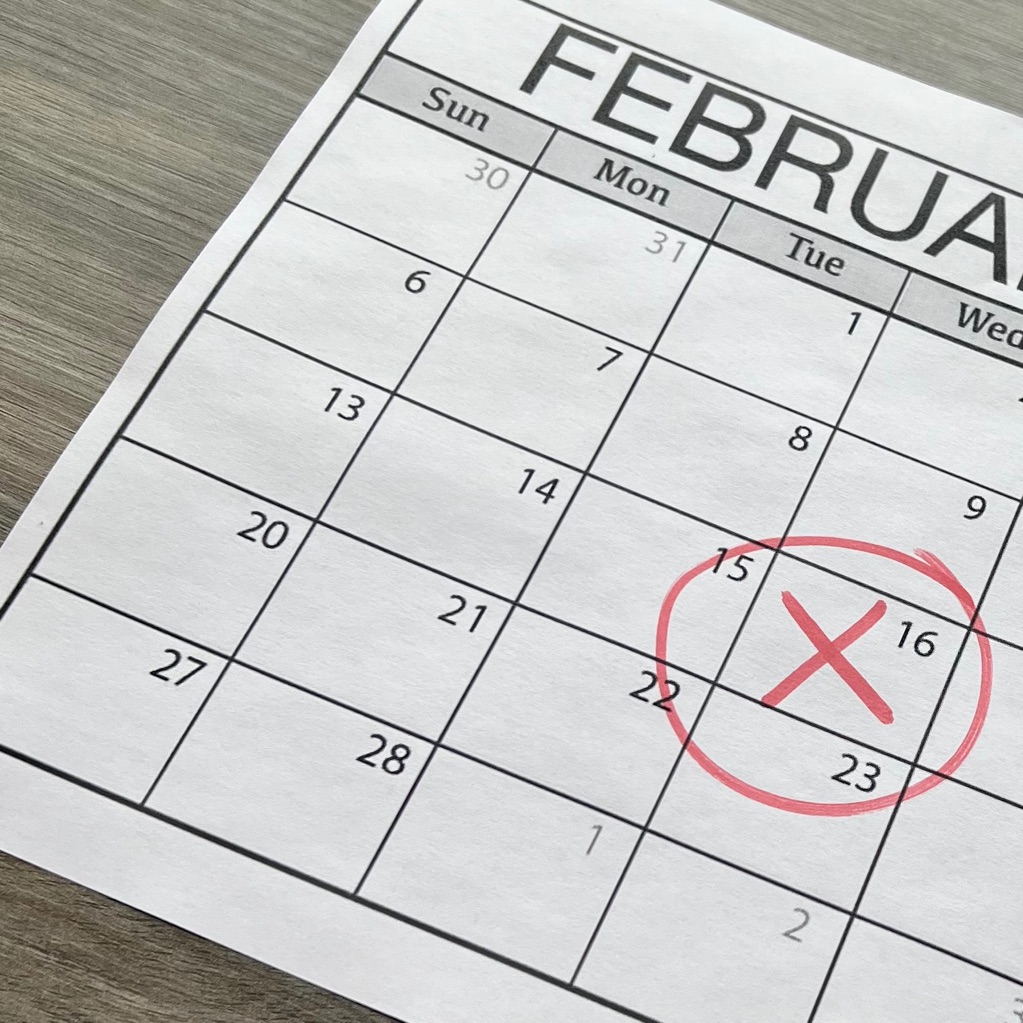 calendar circled with an x