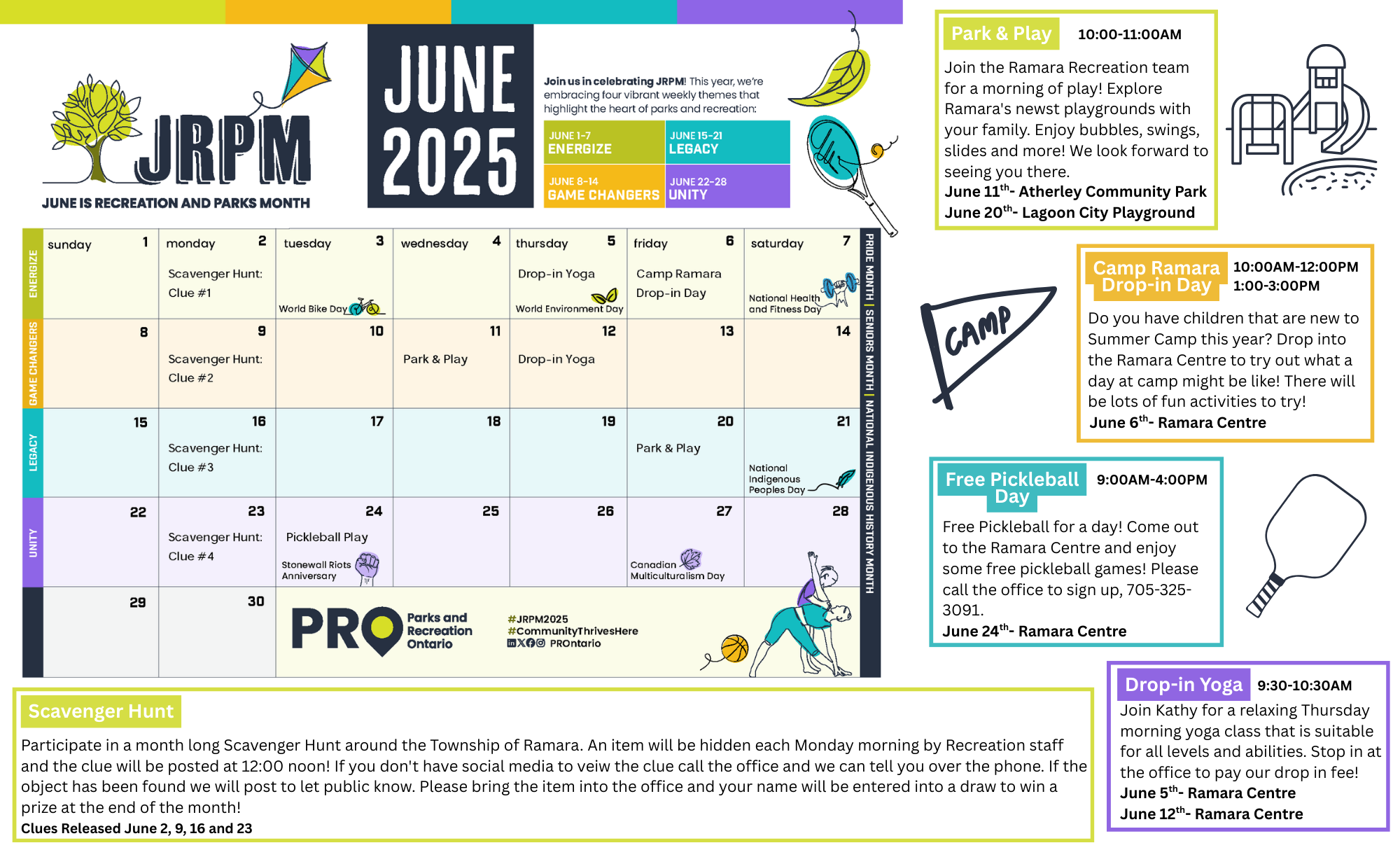 Township of Ramara June is Recreation and Parks Month 2025 Events Calendar