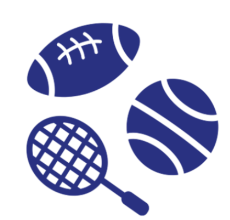 picture of football, racquet and basketball