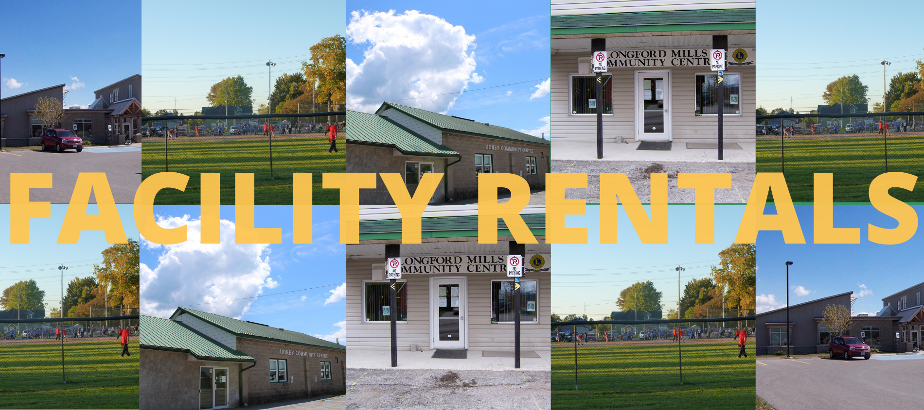 collage of township of ramara facilities with caption "Facility Rentals"