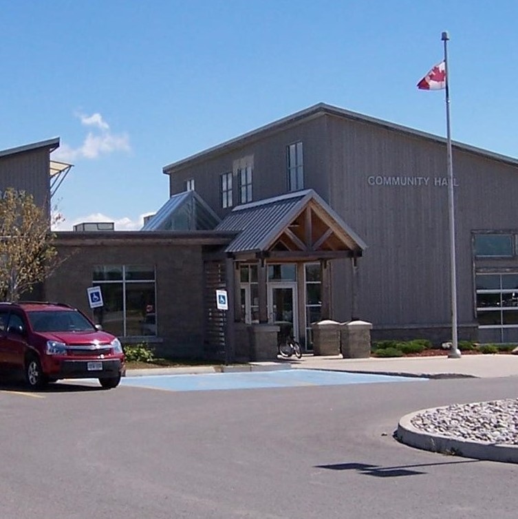 picture of large building with flag