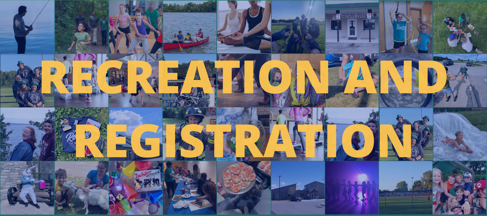 collages of programs with the caption "Recreation and Registration"
