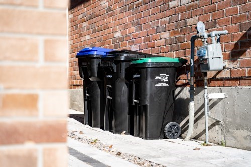 Picture of garbage and recycling cans