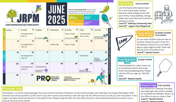 Township of Ramara June is Recreation and Parks Month 2025 Events Calendar