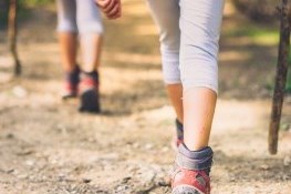 Kids walking on a trail