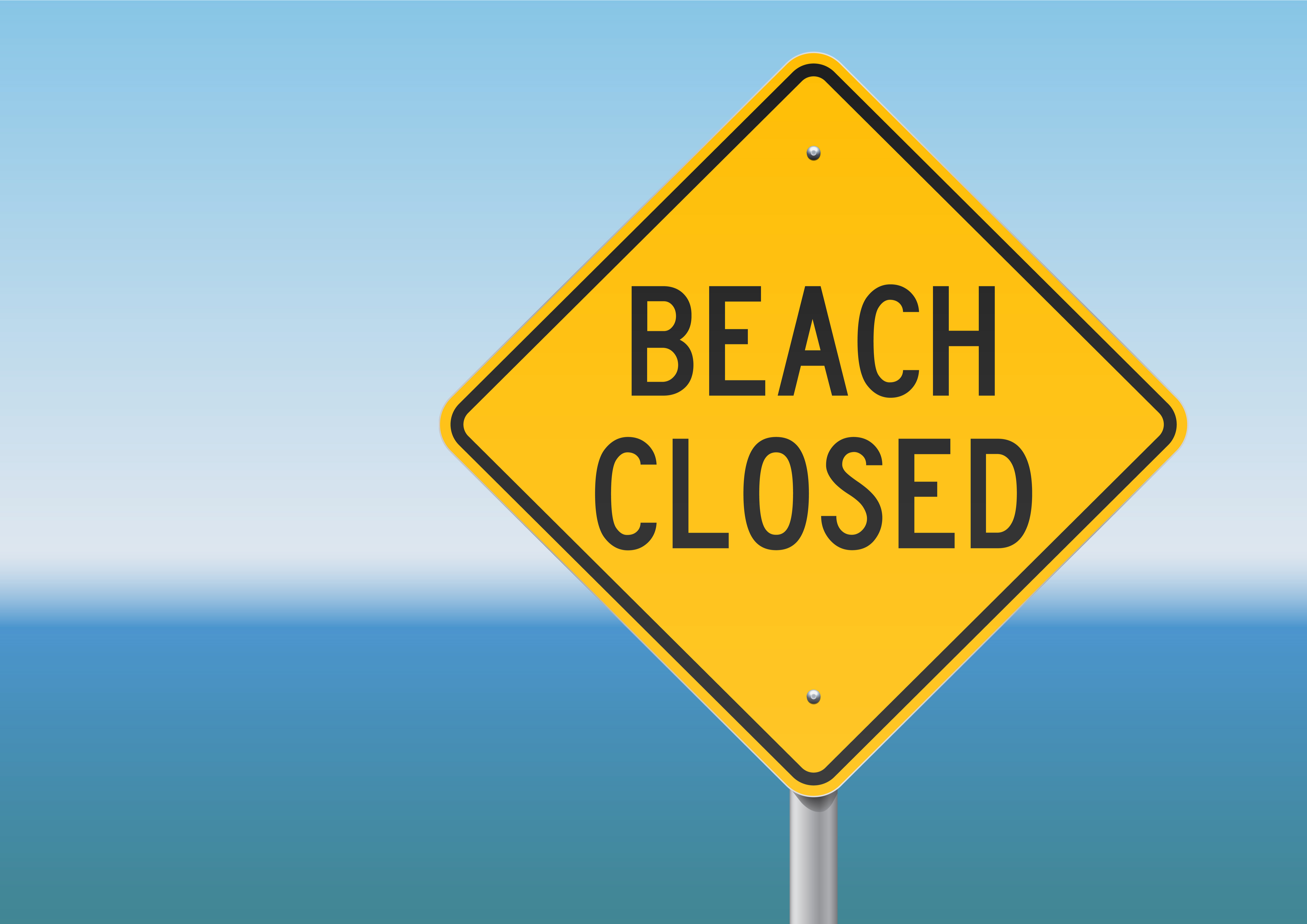Beach closed sign