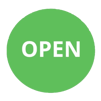 Green circle with the words 'Open'