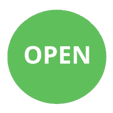Green circle with the words 'Open'